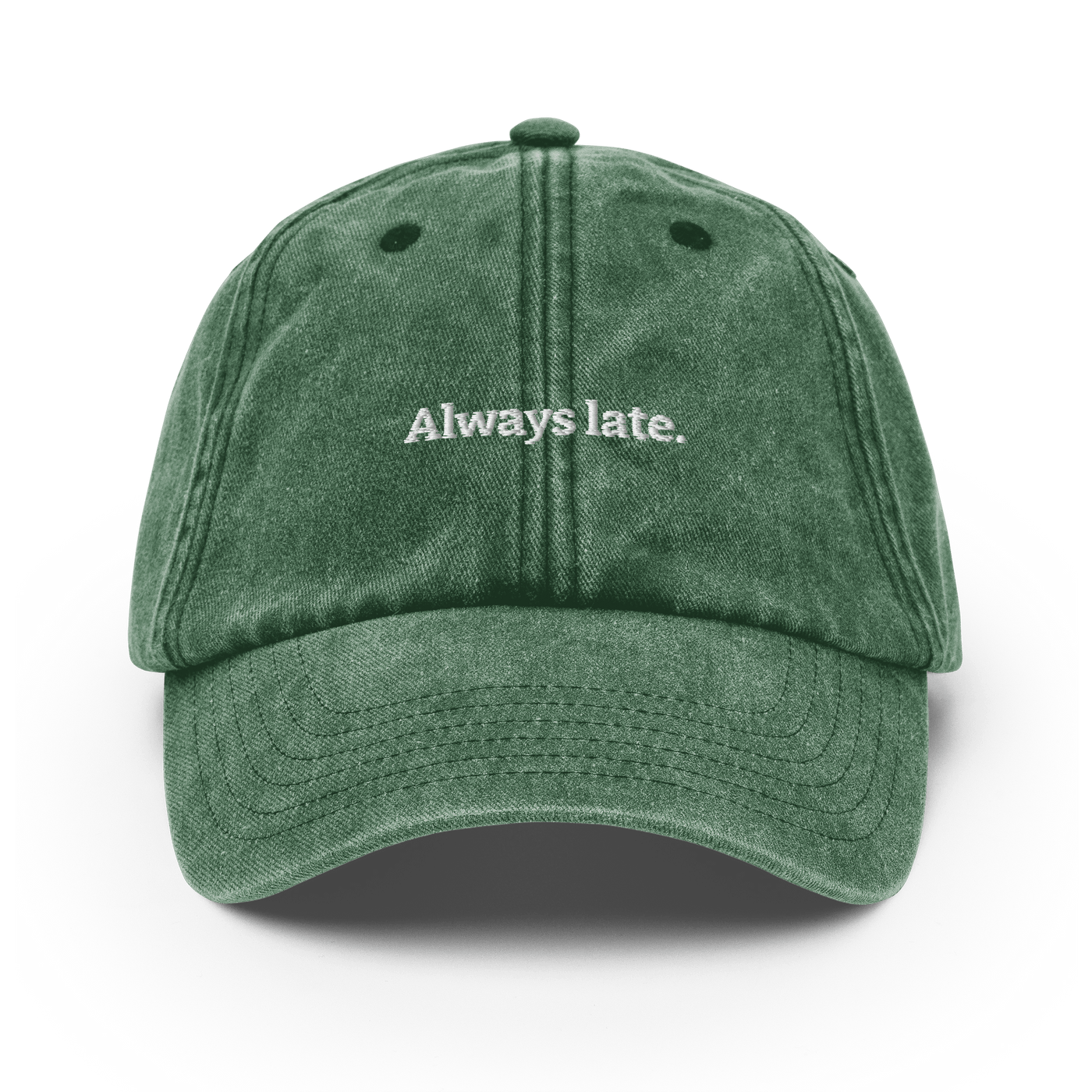 Always Late. Vintage Hat - Vintage Bottle Green - - Just Another Cap Store