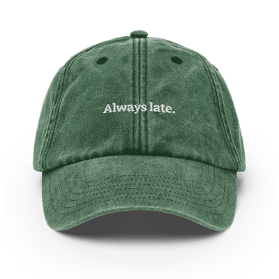 Always Late. Vintage Hat - Vintage Bottle Green - - Just Another Cap Store