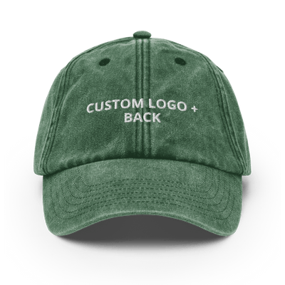 Custom logo + back Vintage Hat - Vintage Bottle Green - - Just Another Cap Store