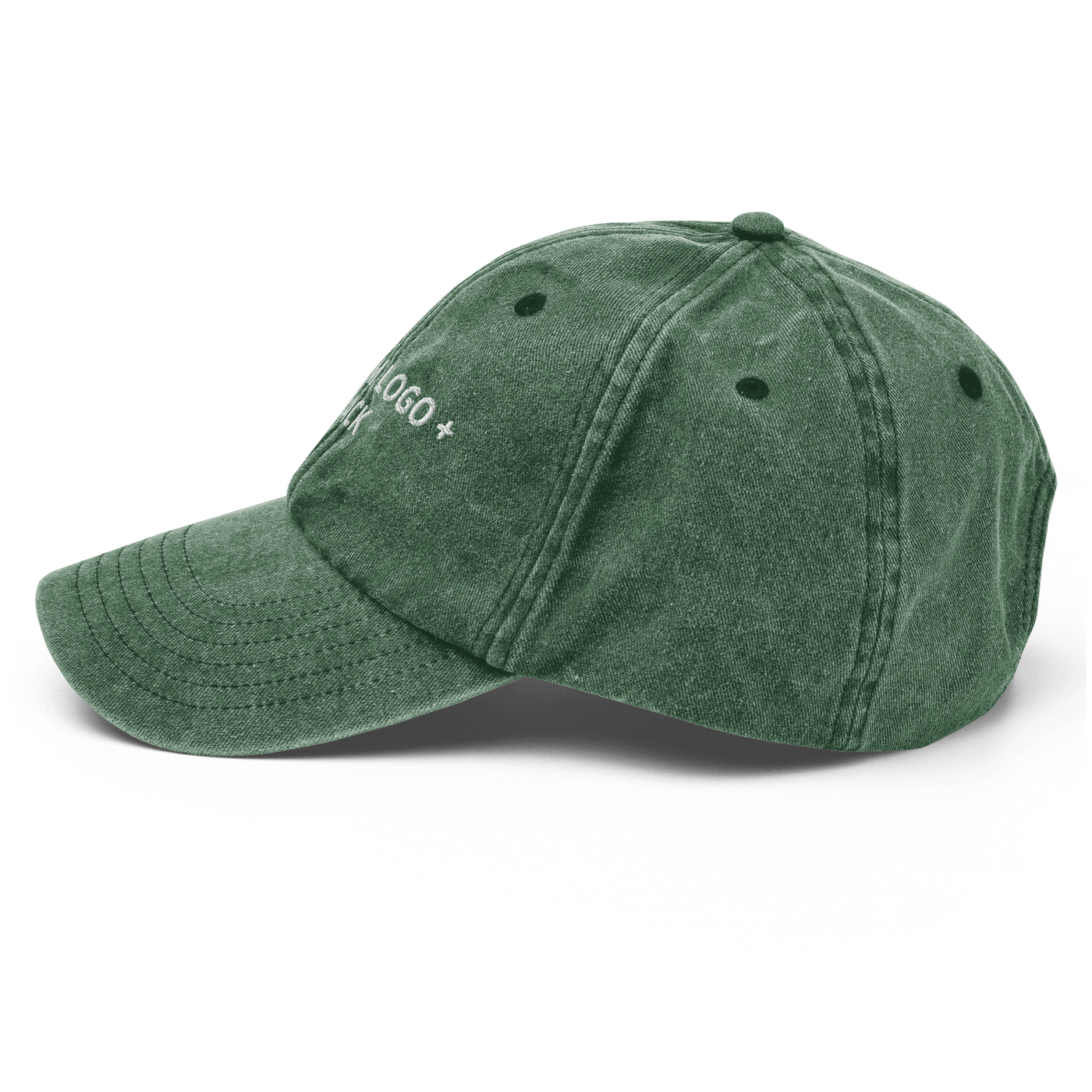 Custom logo + back Vintage Hat - Vintage Bottle Green - - Just Another Cap Store