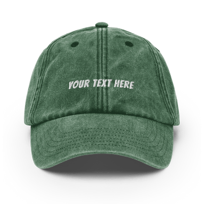 Customize Your own Vintage Hat - Banger Font - Vintage Bottle Green - - Just Another Cap Store