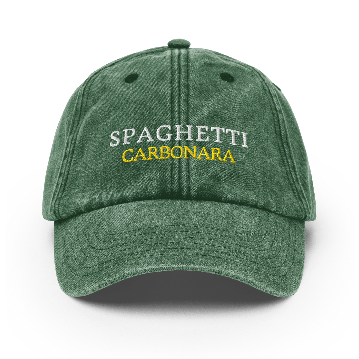 Spaghetti Carbonara Vintage Hat - Vintage Bottle Green - - Just Another Cap Store