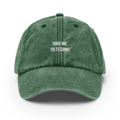 Take me to techno Vintage Hat - Vintage Bottle Green - - Just Another Cap Store