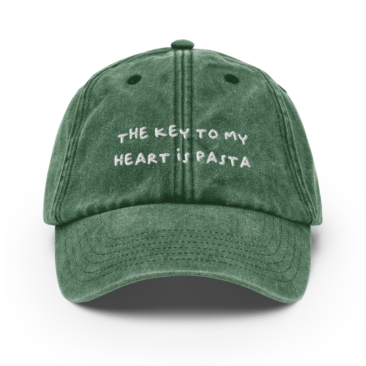 The key to my heart is pasta Vintage Hat - Vintage Bottle Green - - Just Another Cap Store