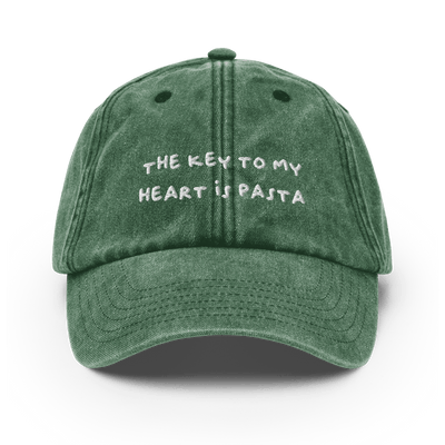 The key to my heart is pasta Vintage Hat - Vintage Bottle Green - - Just Another Cap Store