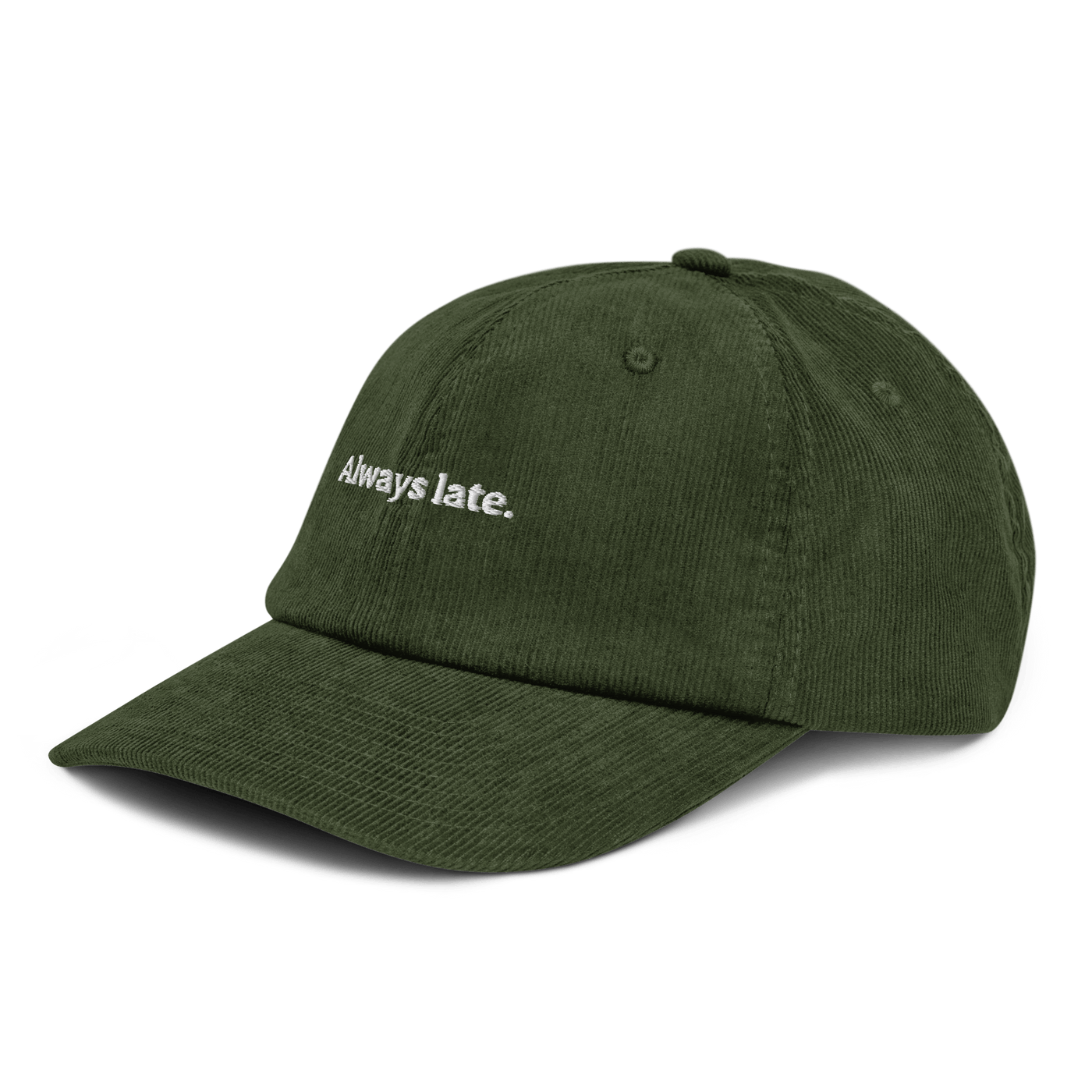 Always Late. Corduroy hat - Dark Olive - - Just Another Cap Store