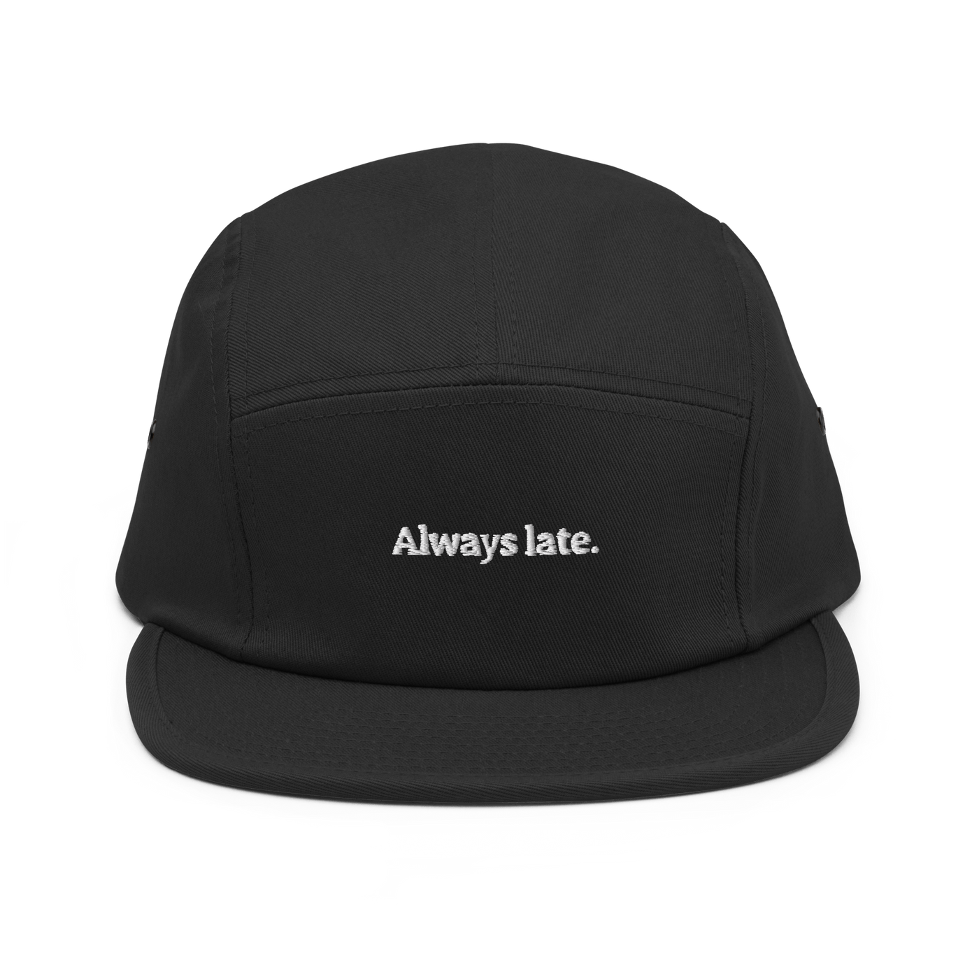 Always Late. Five Panel Cap - Black - - Just Another Cap Store