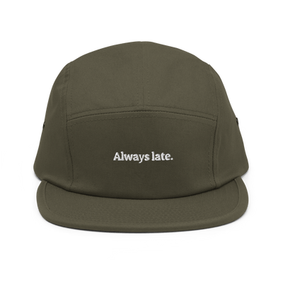 Always Late. Five Panel Cap - Olive - - Just Another Cap Store