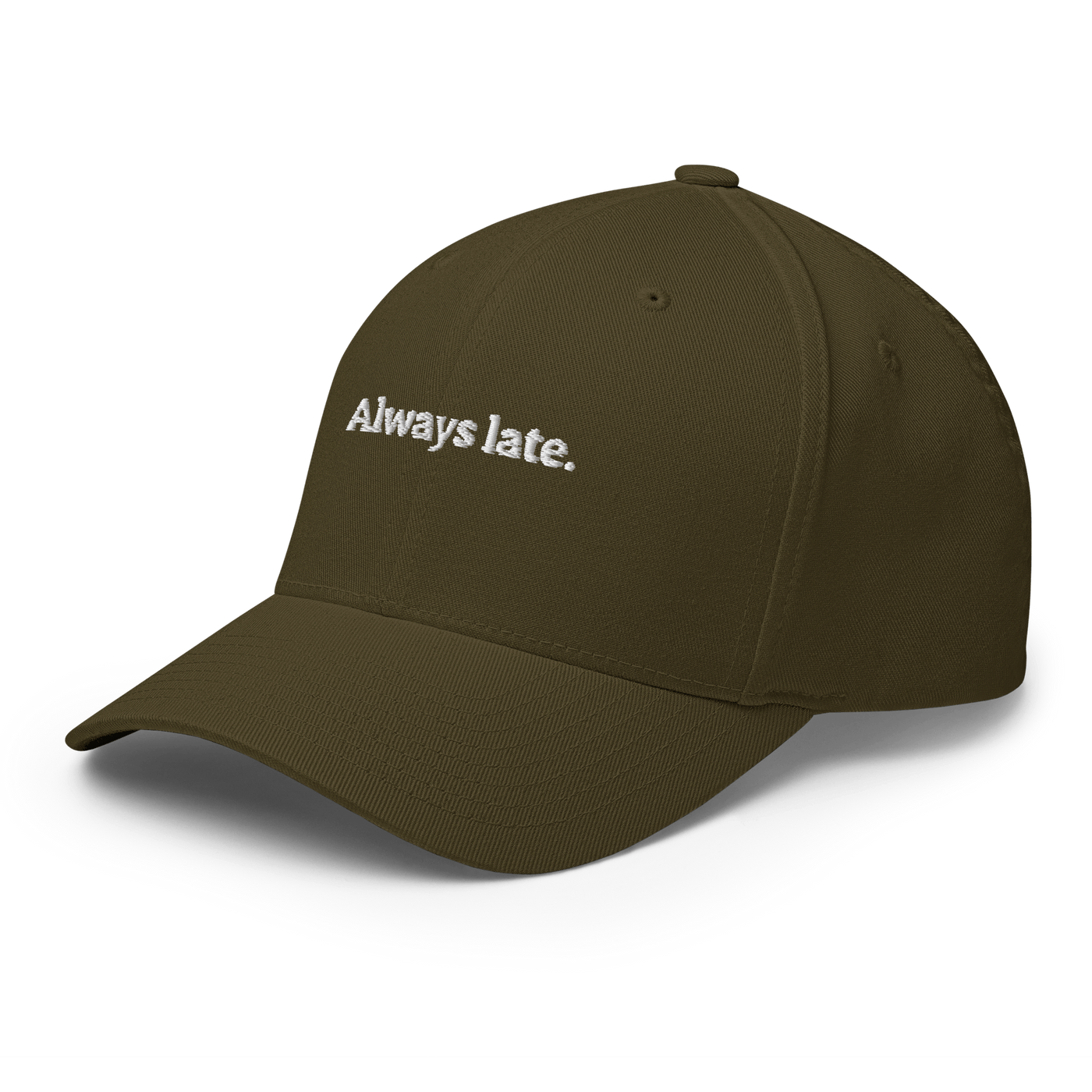 Always Late Flexfit Cap - Olive - S/M - Just Another Cap Store