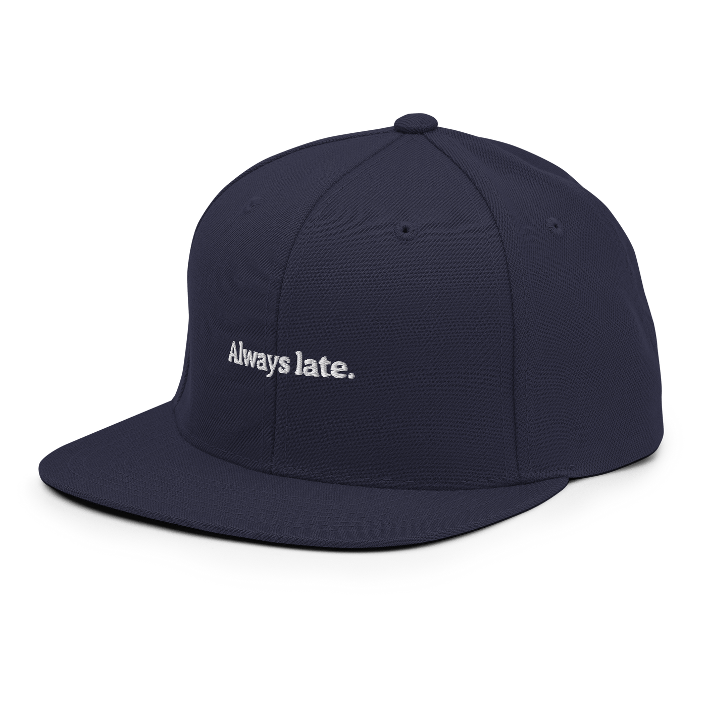 Always Late. Snapback Hat - Navy - - Just Another Cap Store