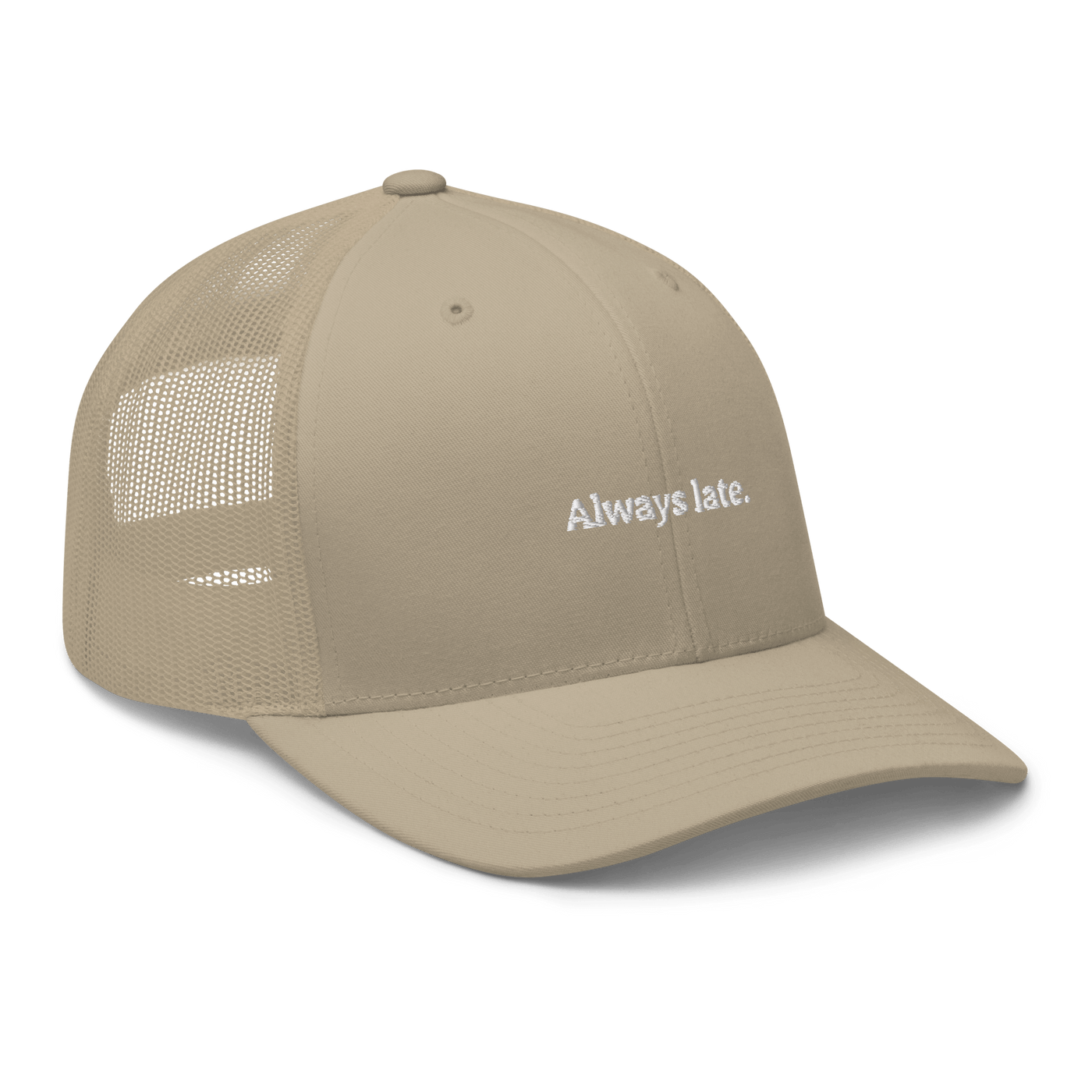 Always Late. Trucker Cap - Red - - Just Another Cap Store