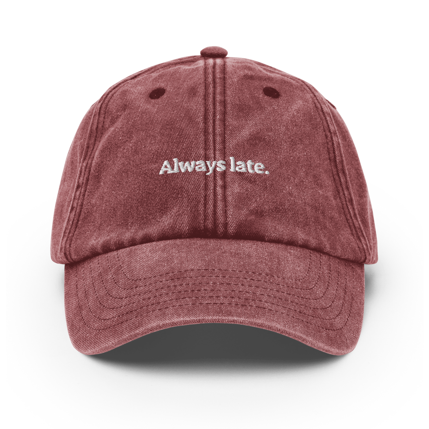 Always Late. Vintage Hat - Vintage Red - - Just Another Cap Store