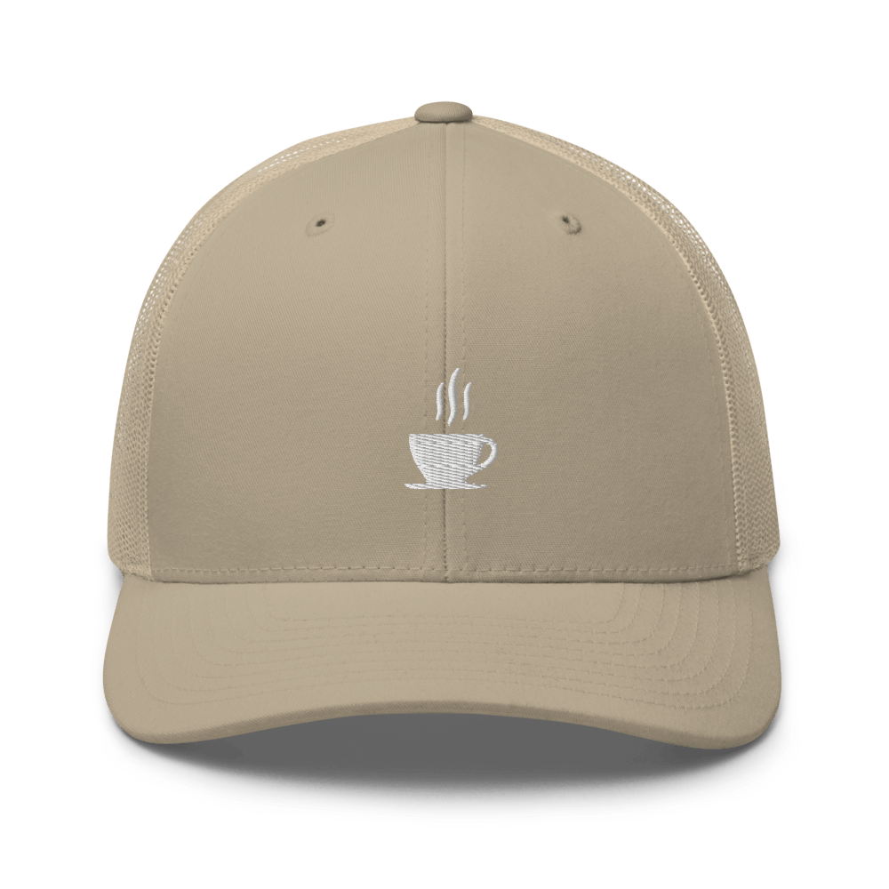 Coffee Cup Trucker Cap - Khaki - - Just Another Cap Store