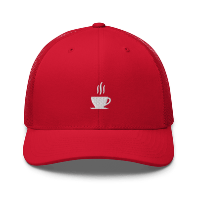 Coffee Cup Trucker Cap - Red - - Just Another Cap Store