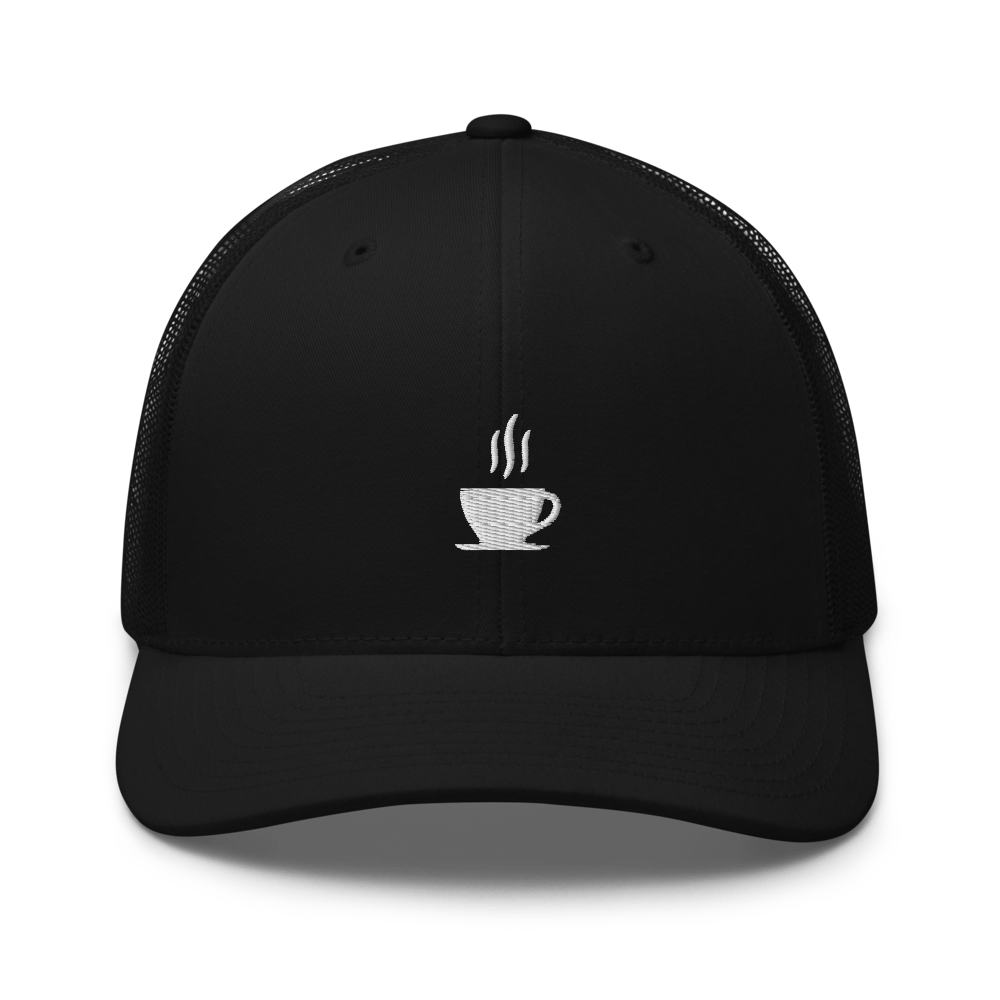 Coffee Cup Trucker Cap - Black - - Just Another Cap Store