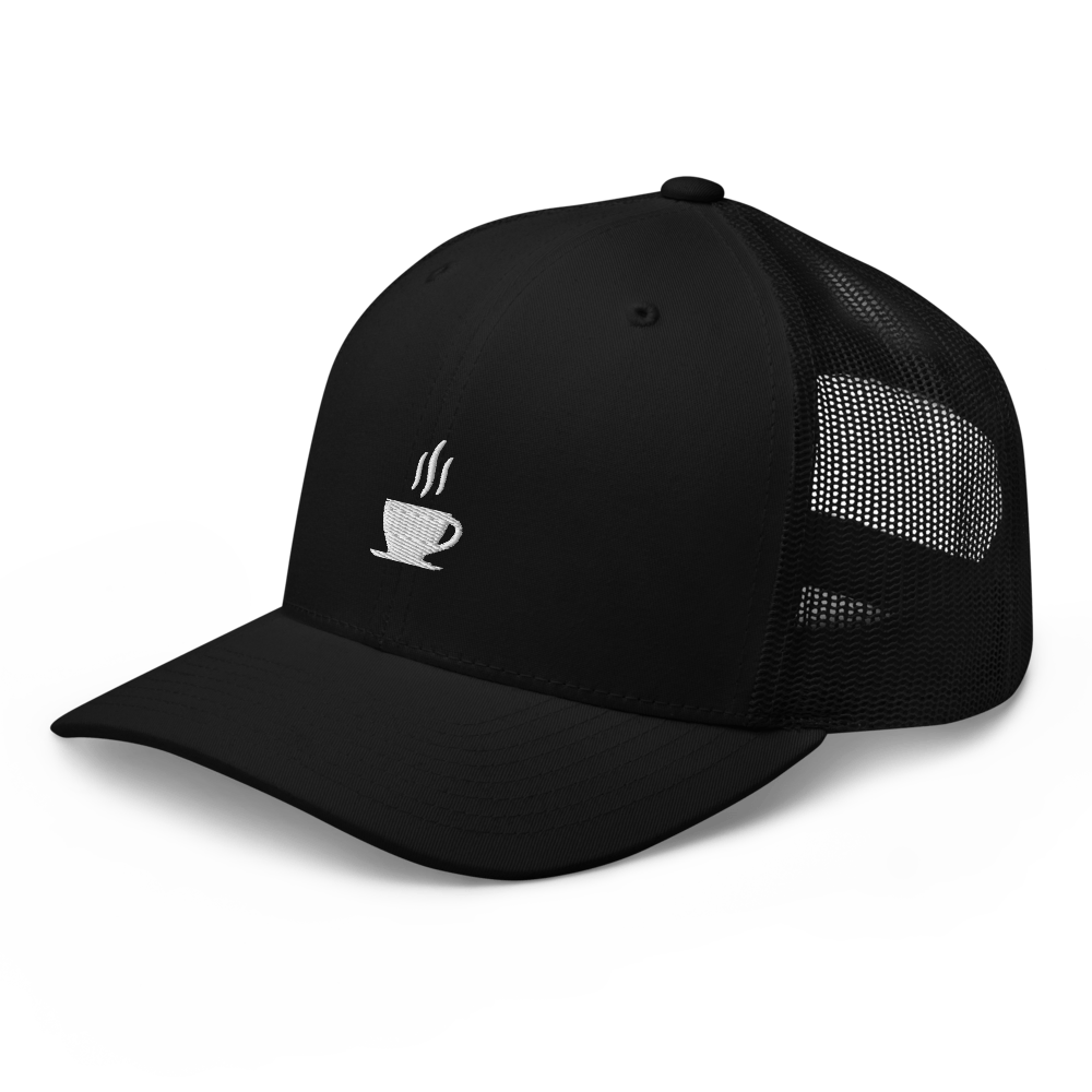 Coffee Cup Trucker Cap - Black - - Just Another Cap Store
