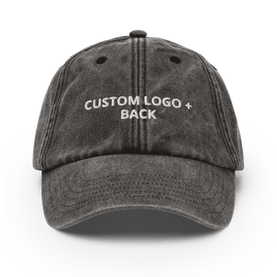 Custom logo + back Vintage Hat - Vintage Black - - Just Another Cap Store