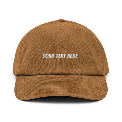 Customize Your Own Corduroy hat - Banger Font - Camel - - Just Another Cap Store