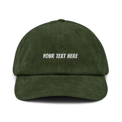 Customize Your Own Corduroy hat - Banger Font - Dark Olive - - Just Another Cap Store