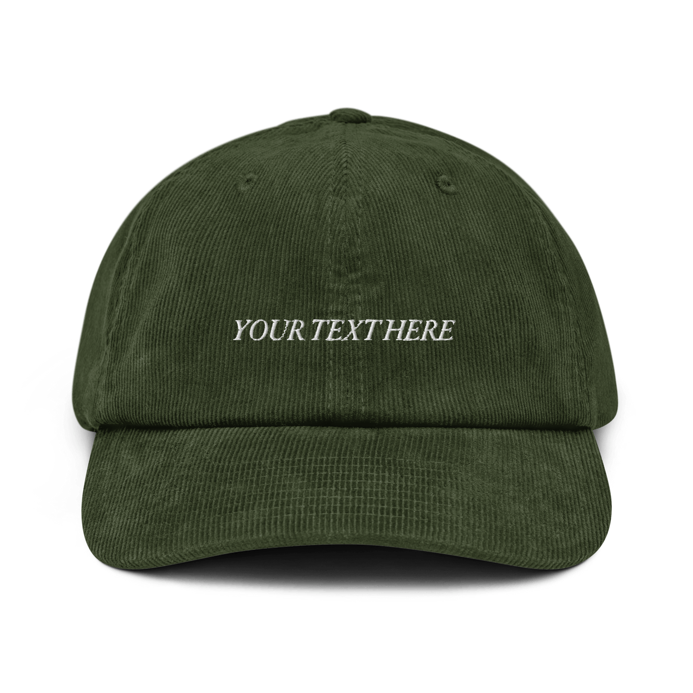 Customize Your Own Corduroy hat - Italic Font - Dark Olive - - Just Another Cap Store