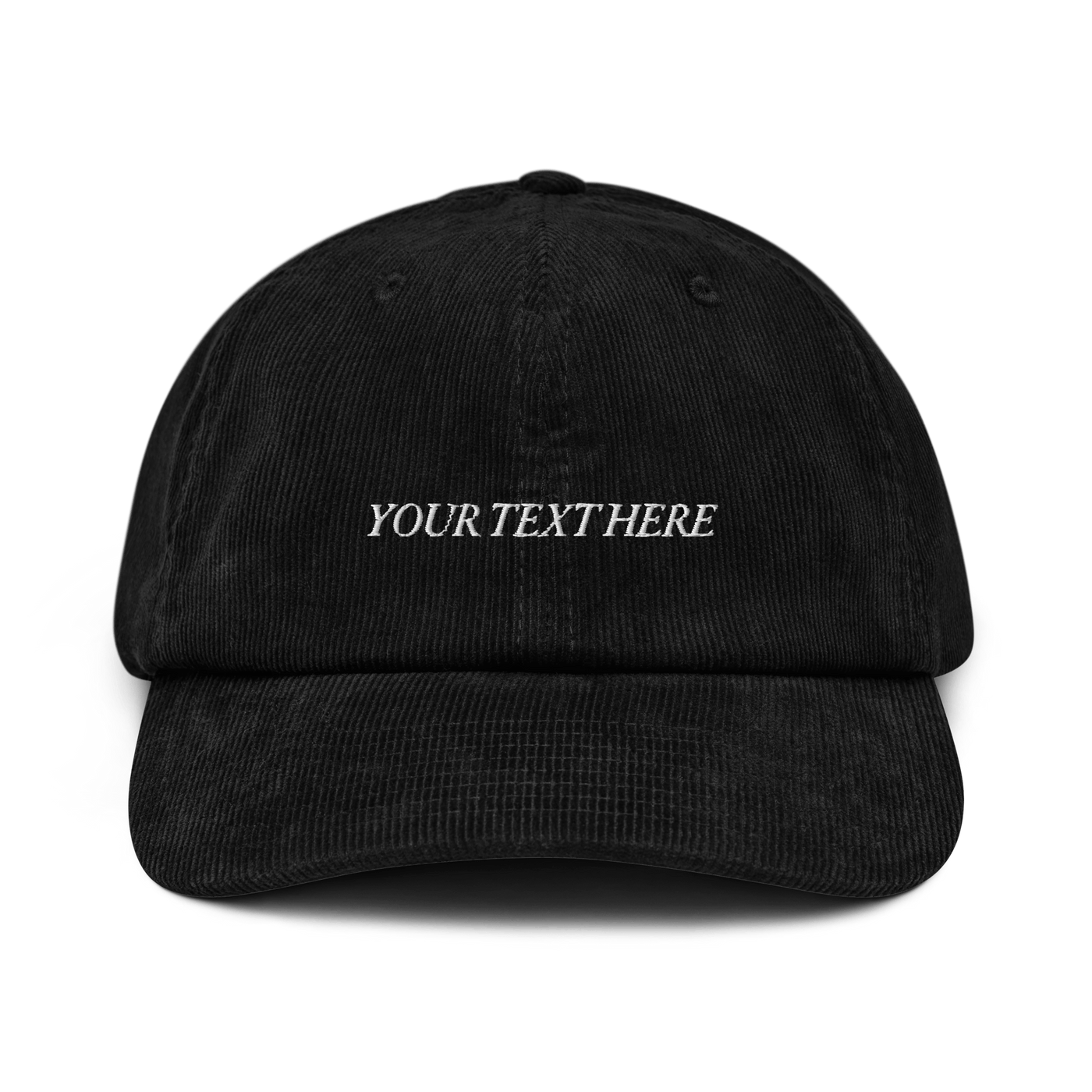 Customize Your Own Corduroy hat - Italic Font - Black - - Just Another Cap Store