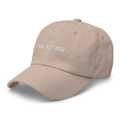 Customize Your Own Dad hat - Banger Font - Khaki - - Just Another Cap Store