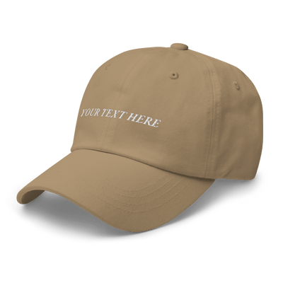 Customize Your Own Dad hat - Italic Font - Khaki - - Just Another Cap Store