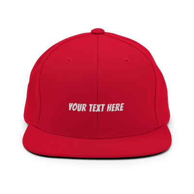 Customize Your Own Snapback Hat - Banger Font - Red - - Just Another Cap Store