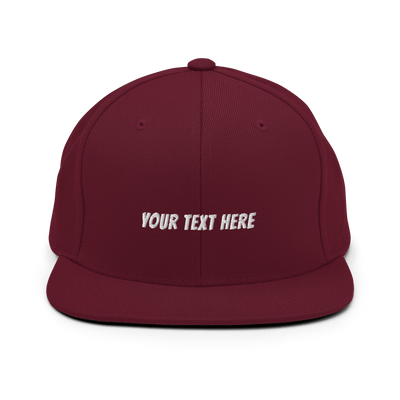 Customize Your Own Snapback Hat - Banger Font - Maroon - - Just Another Cap Store