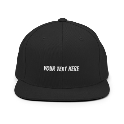 Customize Your Own Snapback Hat - Banger Font - Black - - Just Another Cap Store