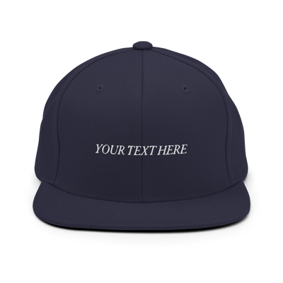 Customize Your Own Snapback Hat - Italic Font - Navy - - Just Another Cap Store