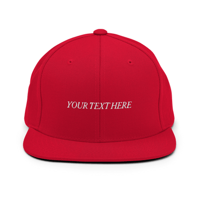 Customize Your Own Snapback Hat - Italic Font - Red - - Just Another Cap Store