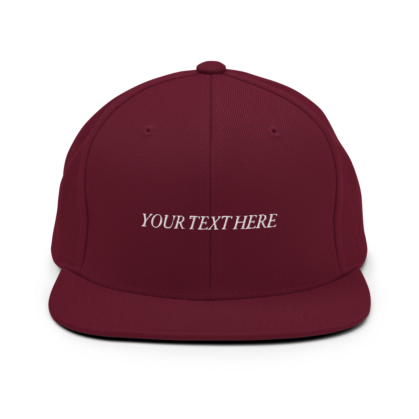 Customize Your Own Snapback Hat - Italic Font - Maroon - - Just Another Cap Store