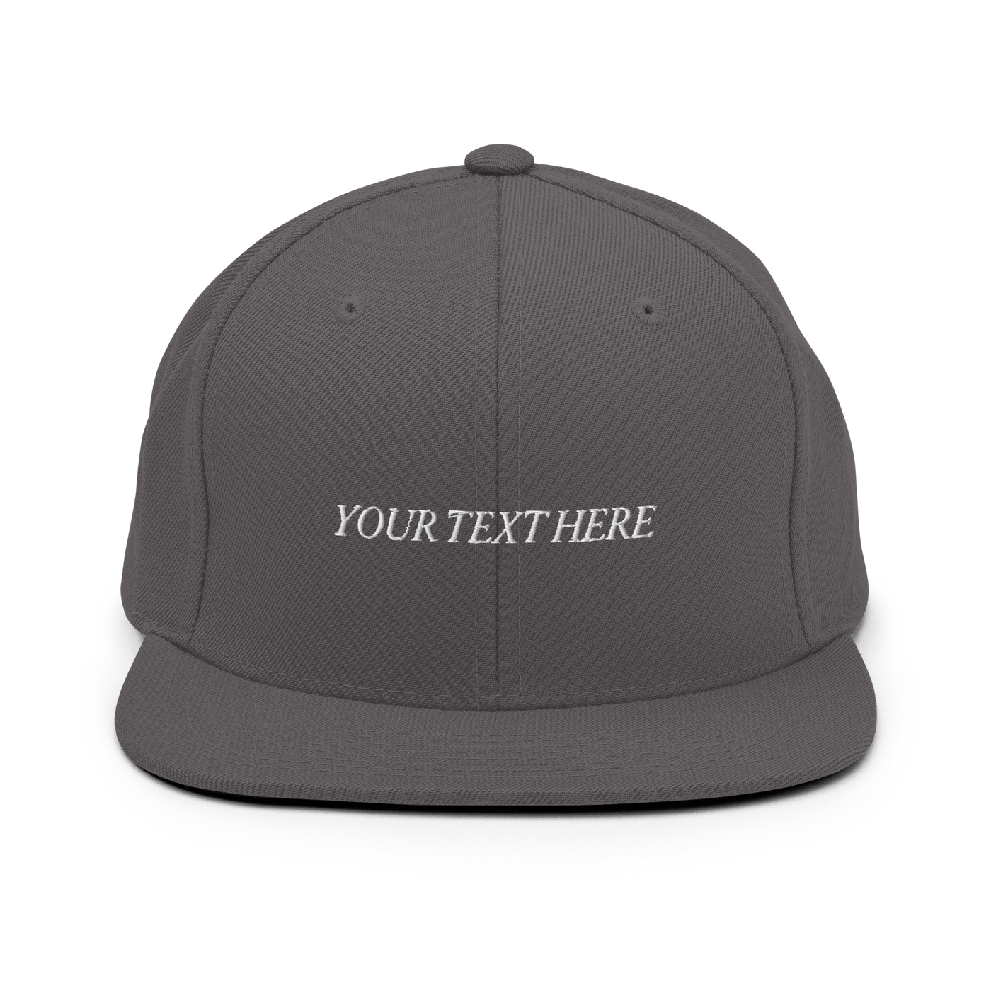Customize Your Own Snapback Hat - Italic Font - Dark Grey - - Just Another Cap Store