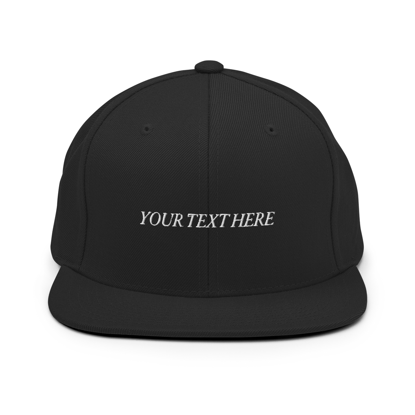 Customize Your Own Snapback Hat - Italic Font - Black - - Just Another Cap Store