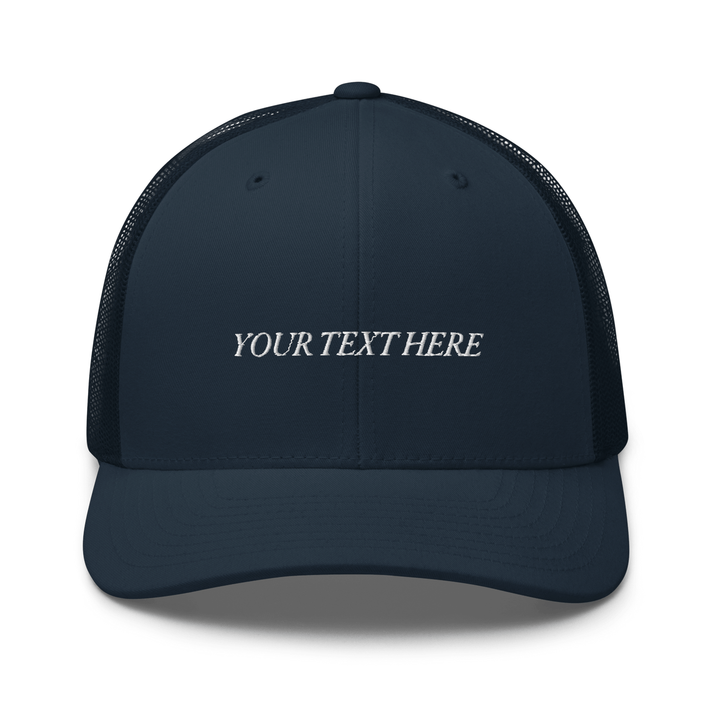 Customize Your Own Trucker Cap - Italic Font - Navy - - Just Another Cap Store