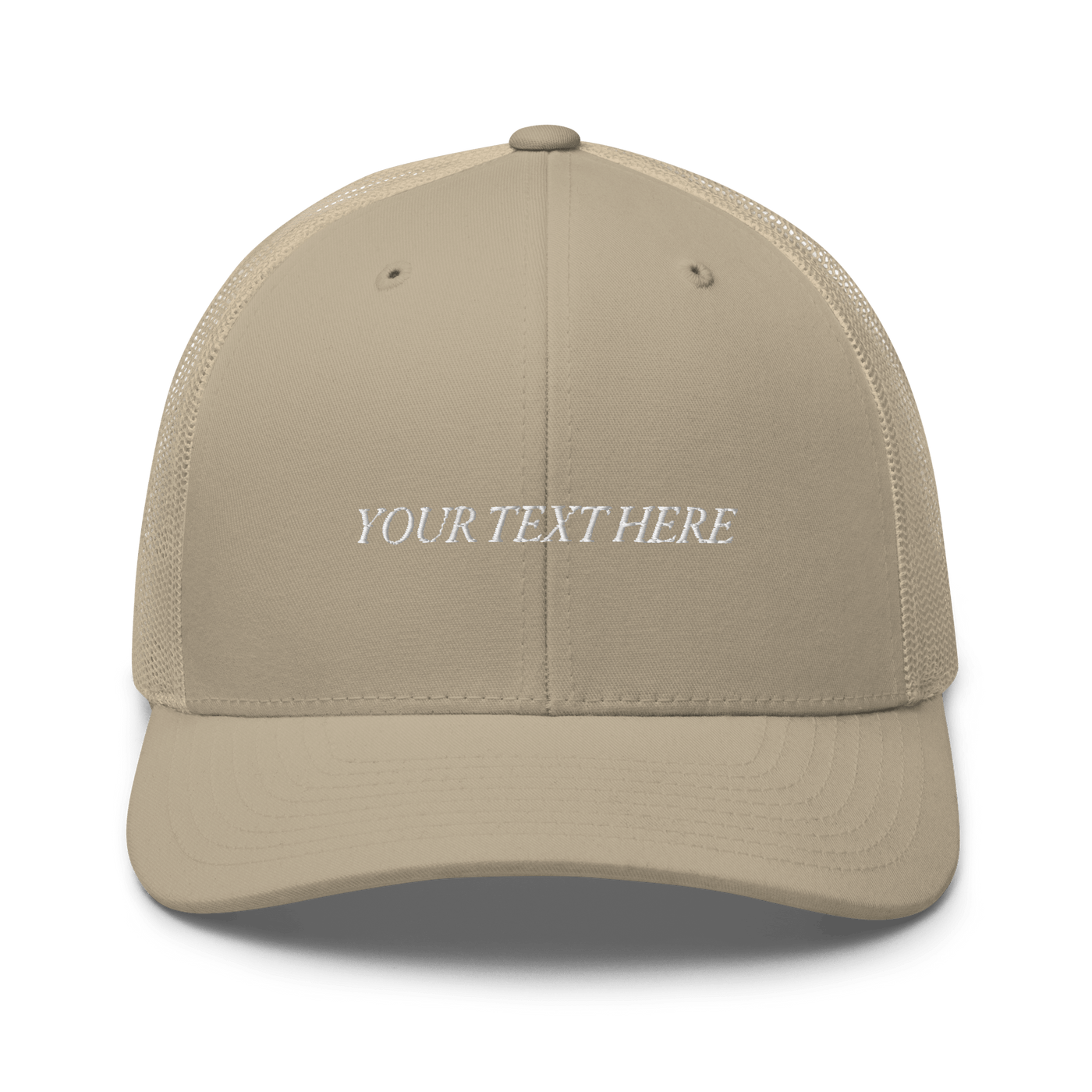 Customize Your Own Trucker Cap - Italic Font - Khaki - - Just Another Cap Store