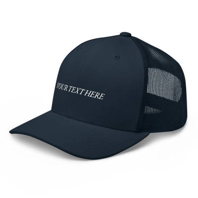 Customize Your Own Trucker Cap - Italic Font - Navy - - Just Another Cap Store