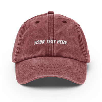 Customize Your own Vintage Hat - Banger Font - Vintage Red - - Just Another Cap Store