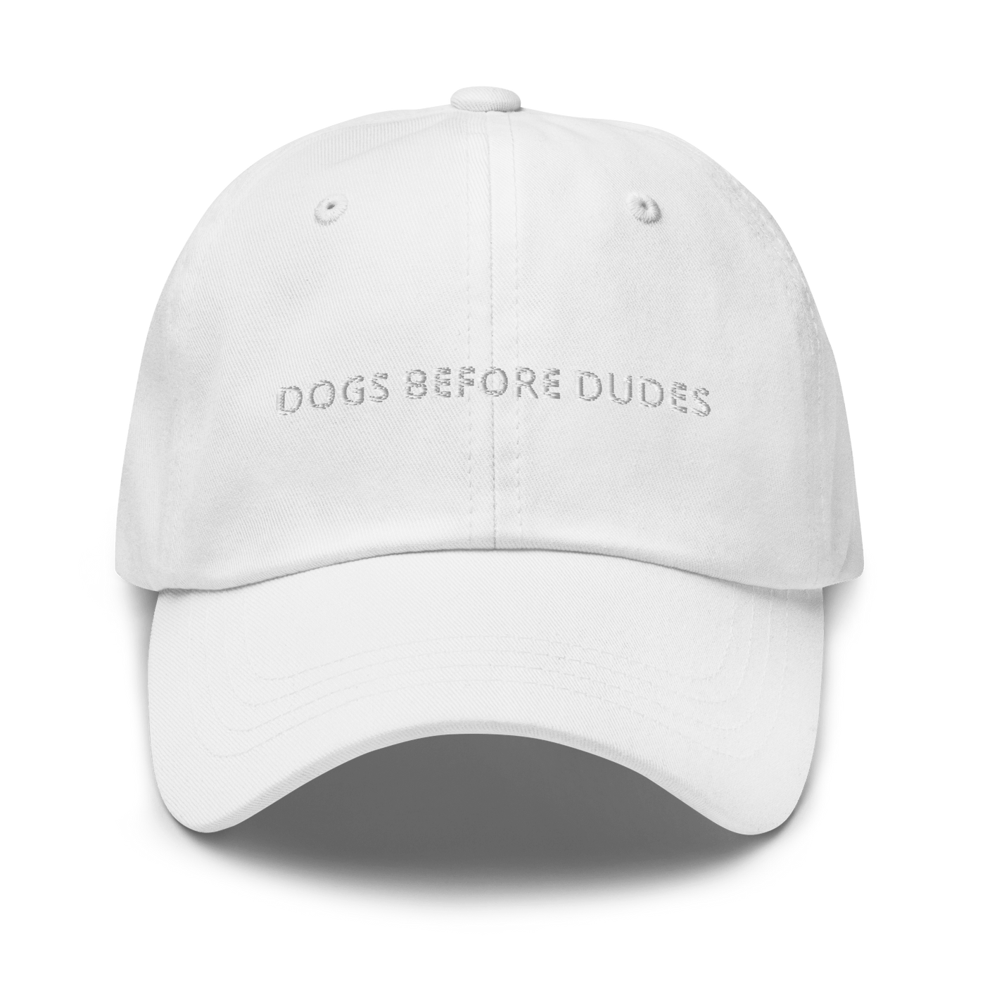 Dogs before Dudes Dad hat - White - - Just Another Cap Store
