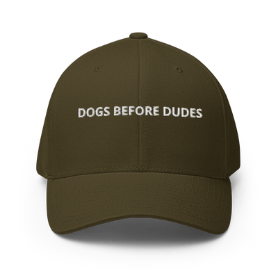 Dogs before Dudes Flexfit Cap - Olive - S/M - Just Another Cap Store