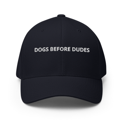 Dogs before Dudes Flexfit Cap - Dark Navy - S/M - Just Another Cap Store
