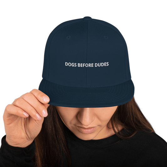 Dogs before Dudes Snapback Hat - Dark Navy - - Just Another Cap Store