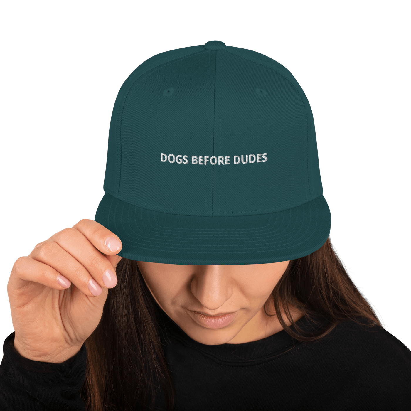 Dogs before Dudes Snapback Hat - Spruce - - Just Another Cap Store