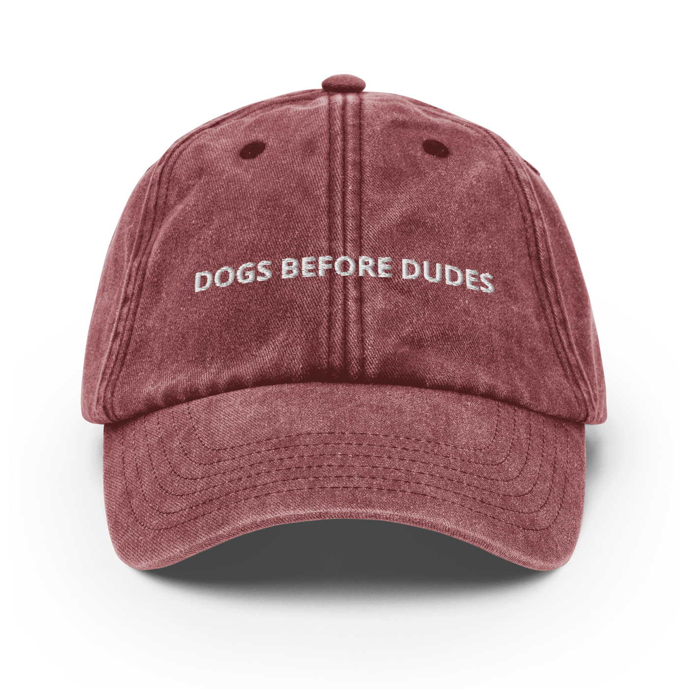Dogs before Dudes Vintage Hat - Vintage Red - - Just Another Cap Store