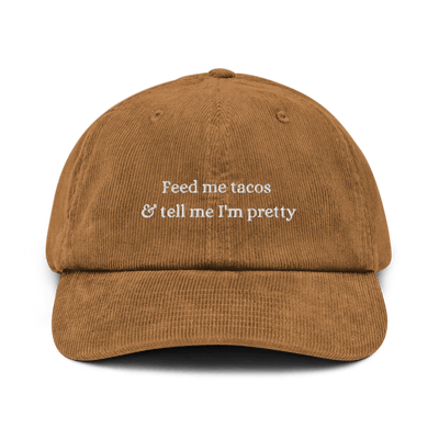 Feed me tacos Corduroy hat - Dark Olive - - Just Another Cap Store
