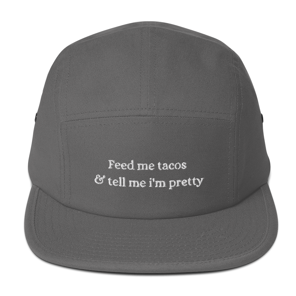 Feed me tacos Five Panel Cap - Grey - - Just Another Cap Store
