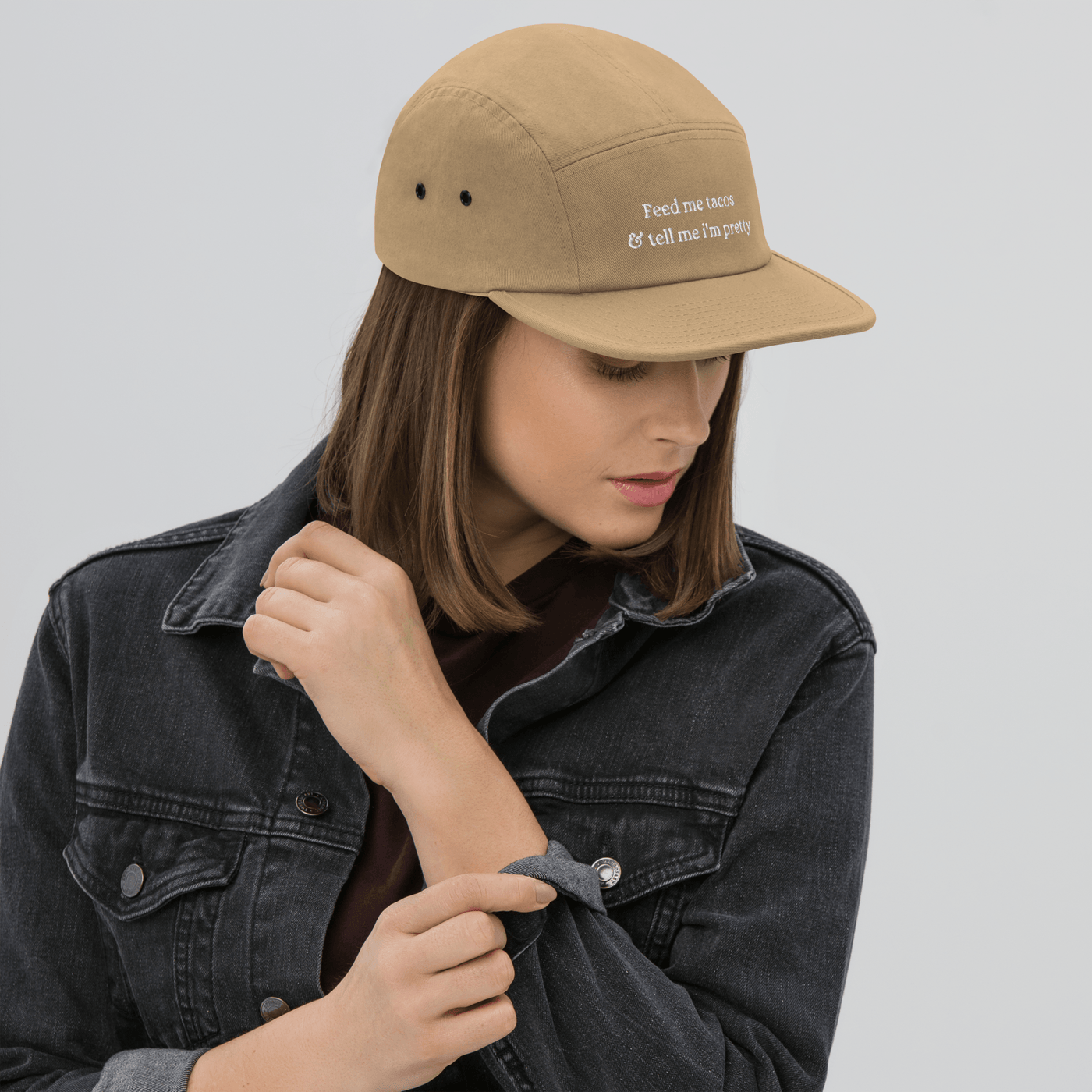 Feed me tacos Five Panel Cap - Khaki - - Just Another Cap Store