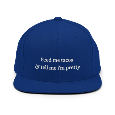 Feed me Tacos Snapback Hat - Royal Blue - - Just Another Cap Store