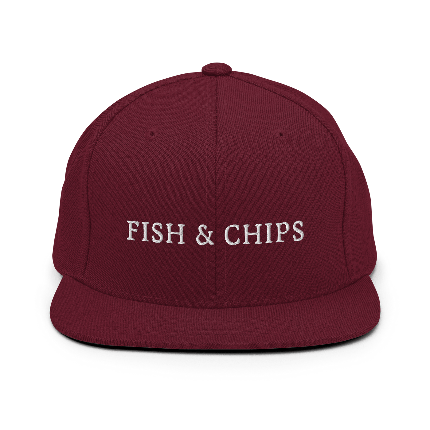 Fish & Chips Snapback Hat - Maroon - - Just Another Cap Store
